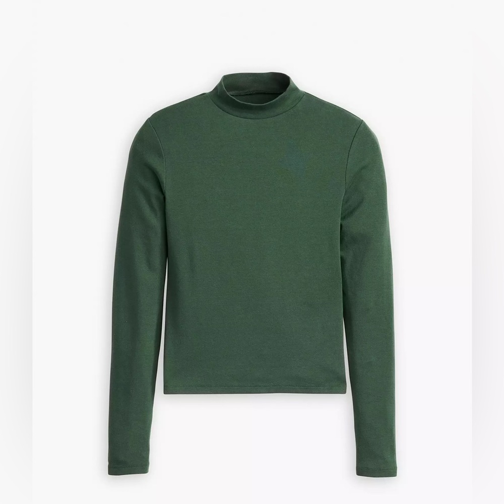 levi’s green cropped longsleeve mockneck